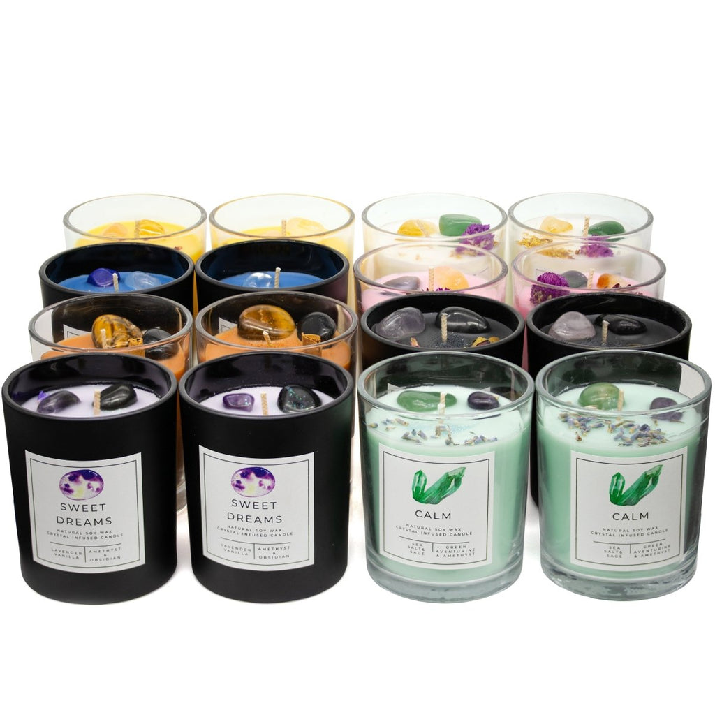 16 CANDLE SET - Mixed Gemstone Candles / Mixed Scents