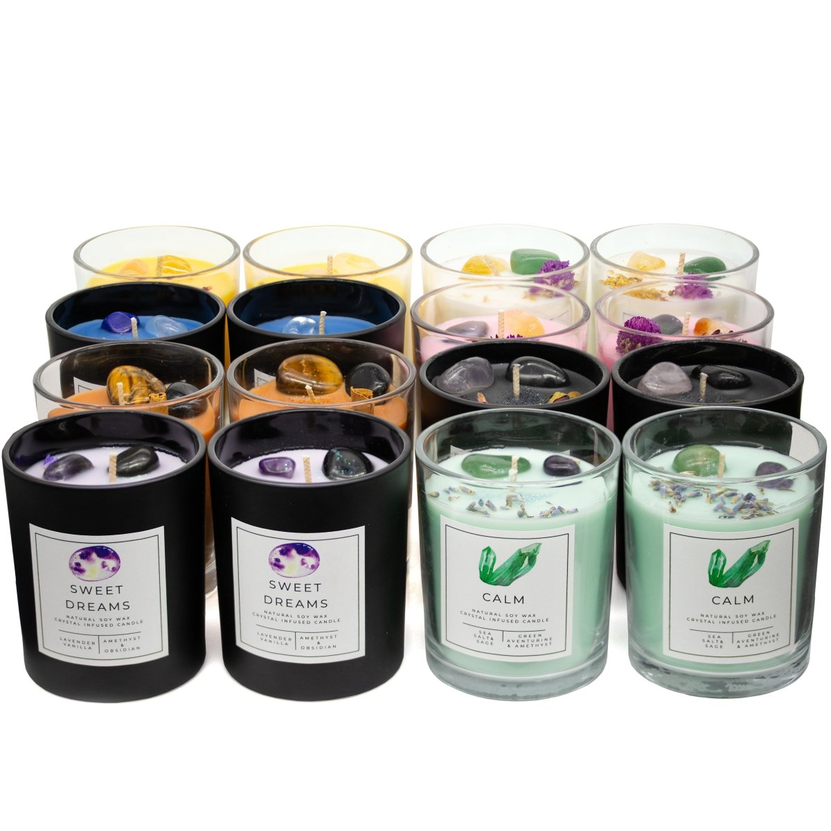 16 CANDLE SET - Mixed Gemstone Candles / Mixed Scents