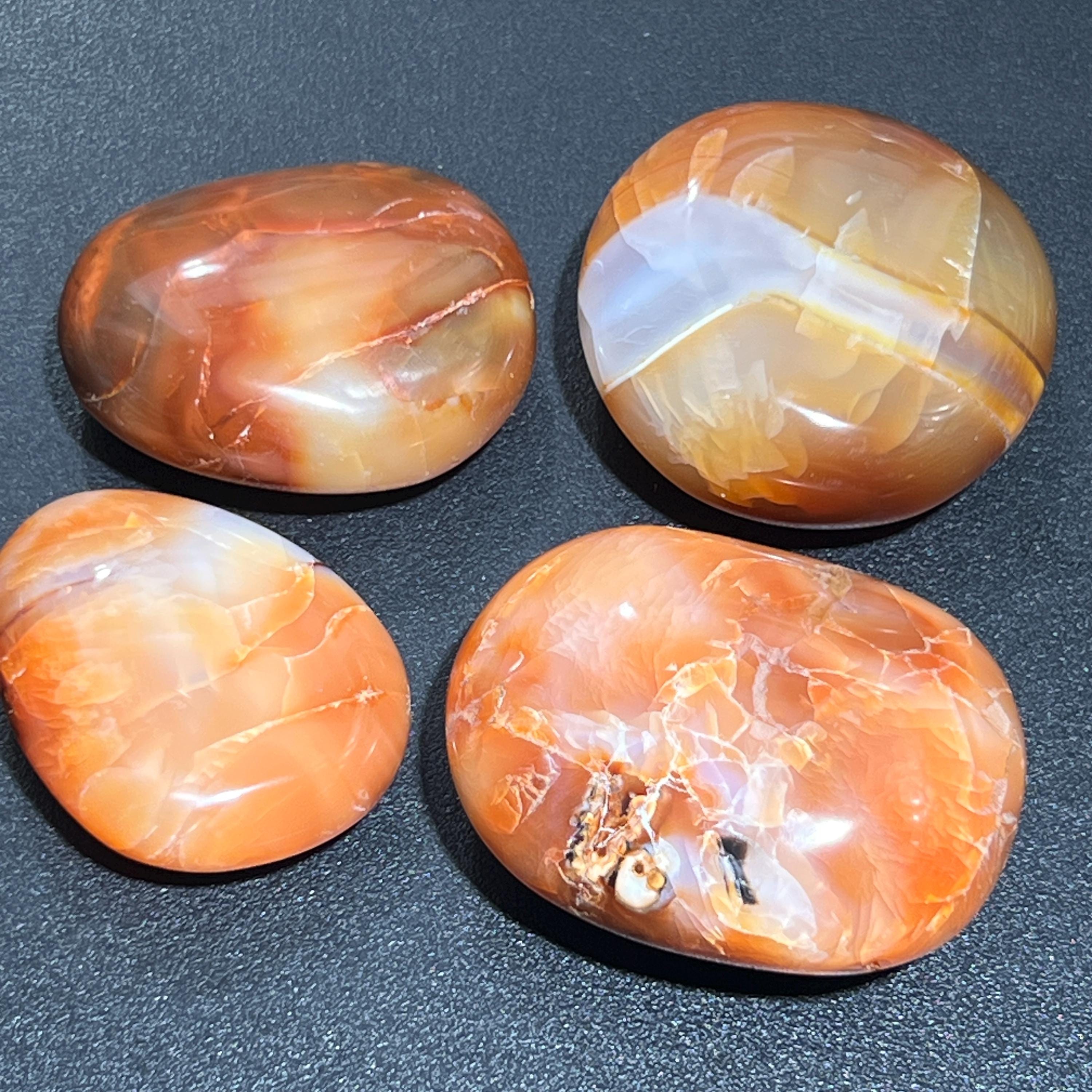 Carnelian Agate Large Tumbled Palm Stone Carving