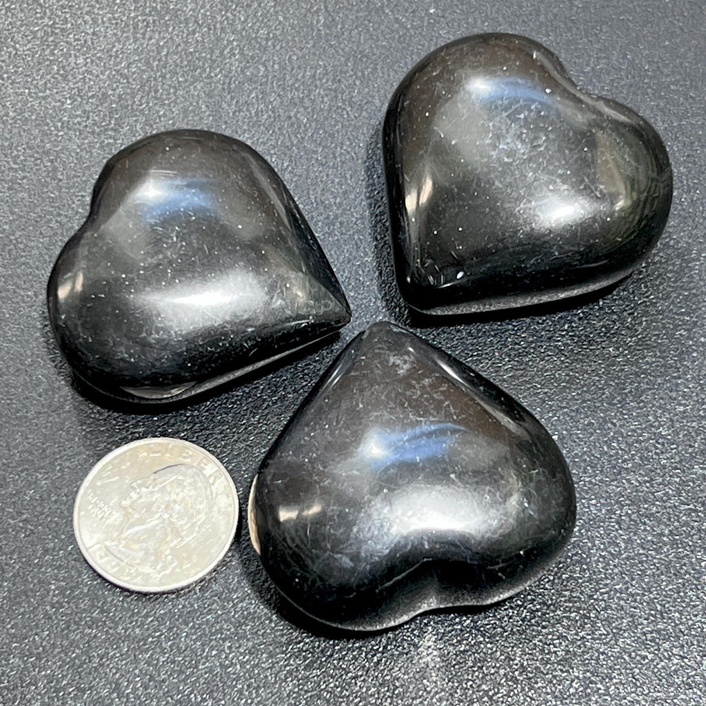Black Onyx Puffy Heart Crystal Carving