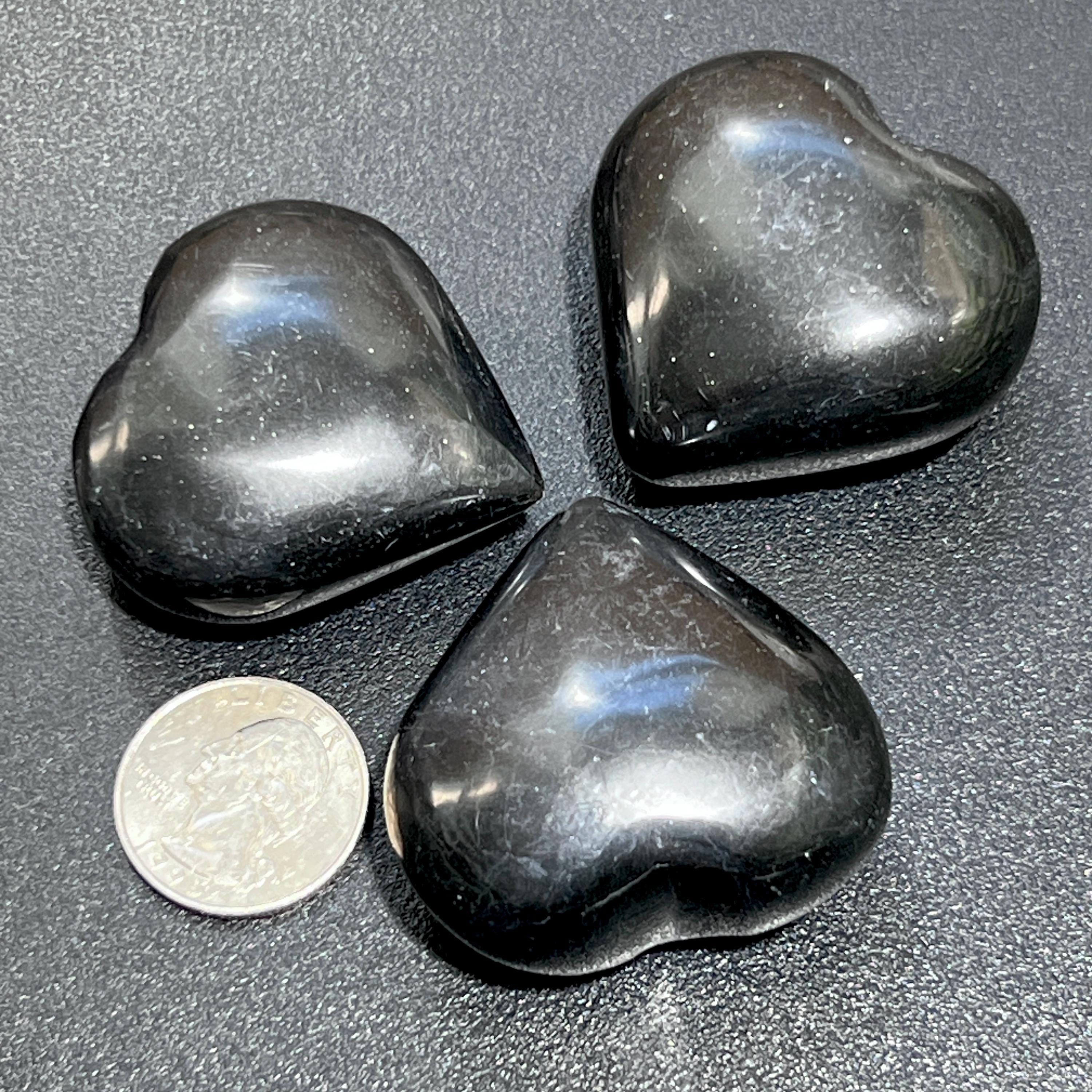 Black Onyx Puffy Heart Crystal Carving