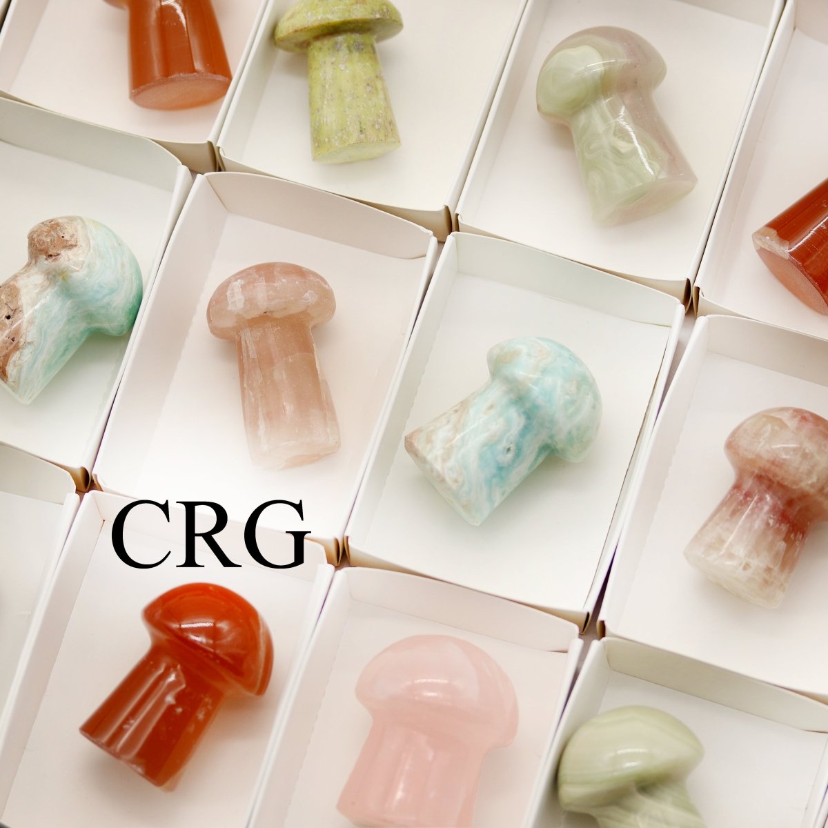 18 Piece Flat - Calcite & Crystal Mushrooms