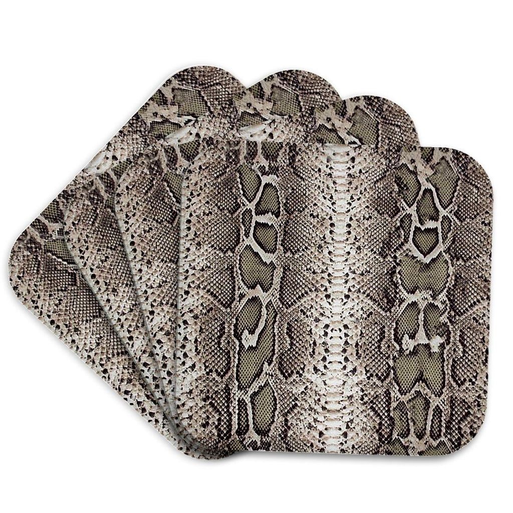 3dRose Janna Salak Designs Prints and Patterns - Grey Snakeskin Animal Print - Coasters (cst_20347)