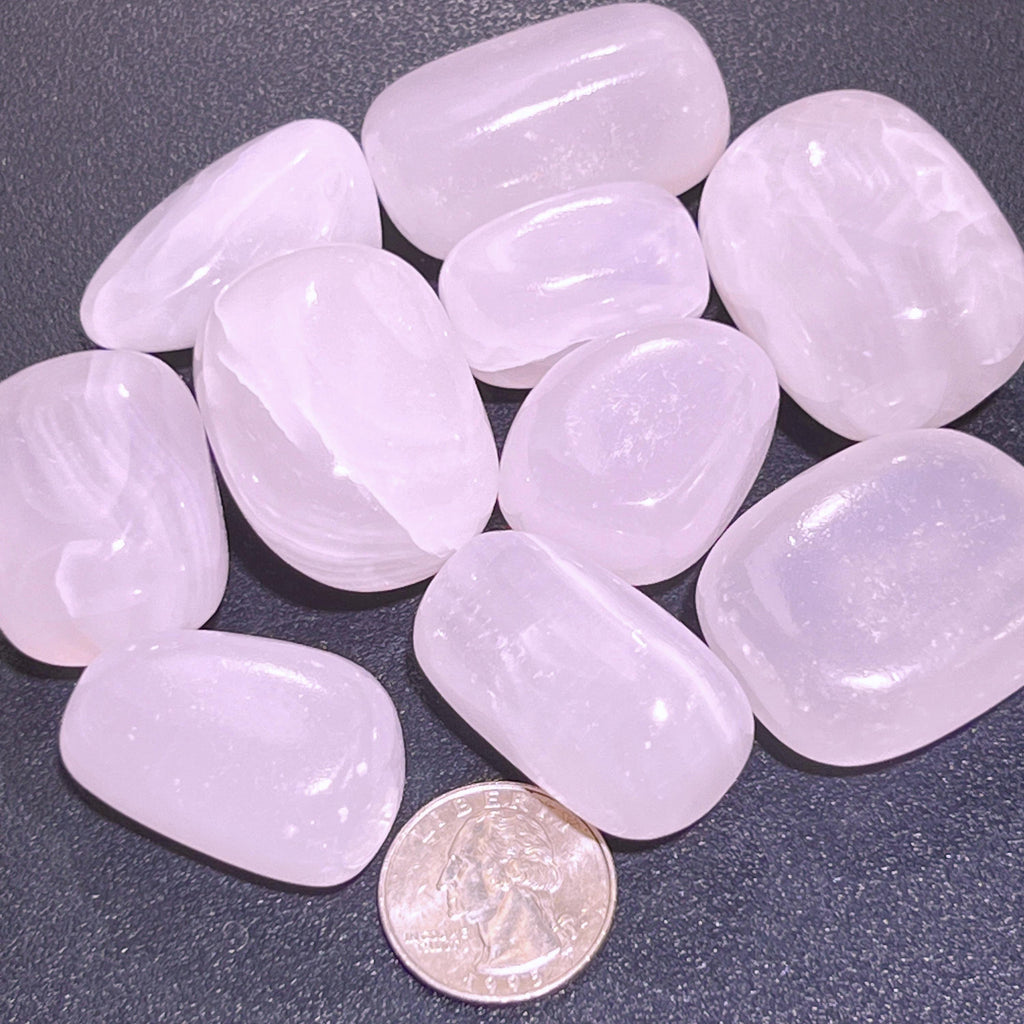 Pink Mangano Calcite Tumbled Stones (UV Reactive)(By The Piece Or Pound)