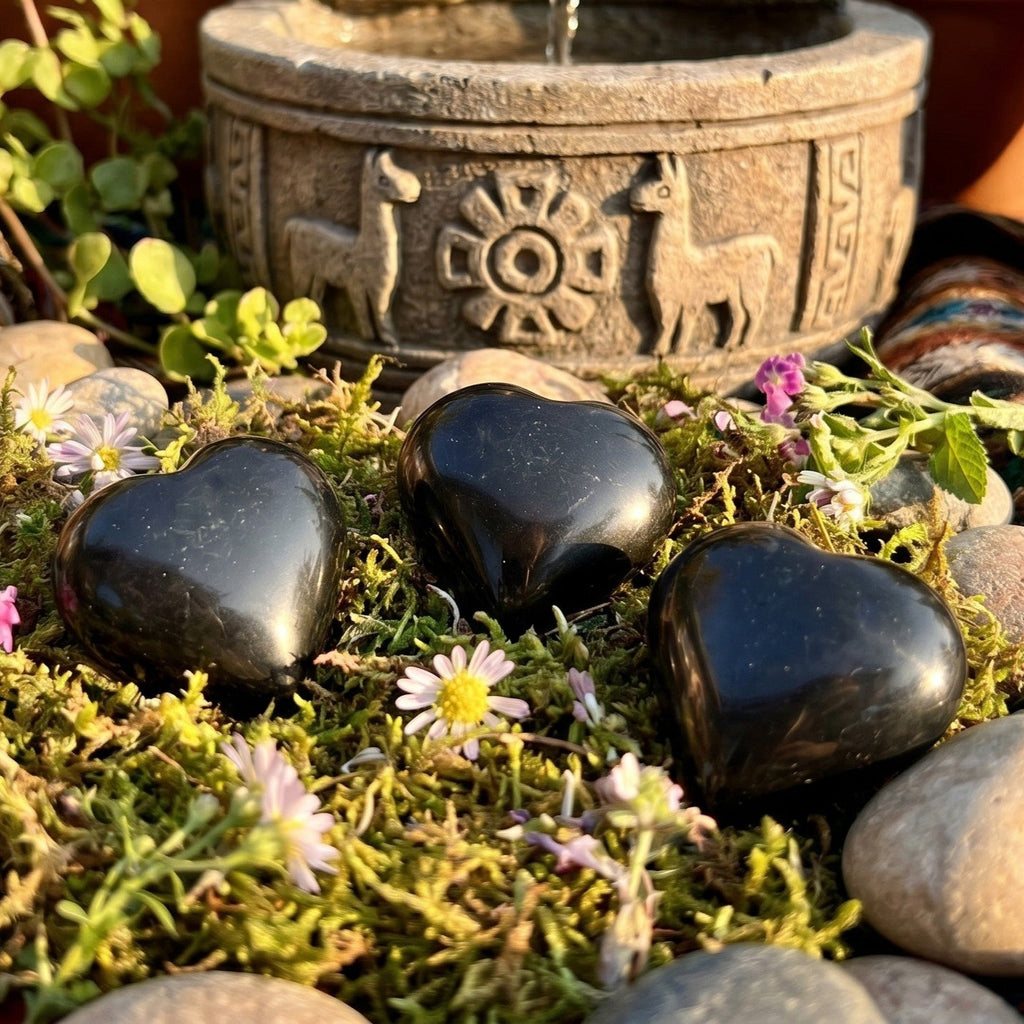 Black Onyx Puffy Heart Crystal Carving