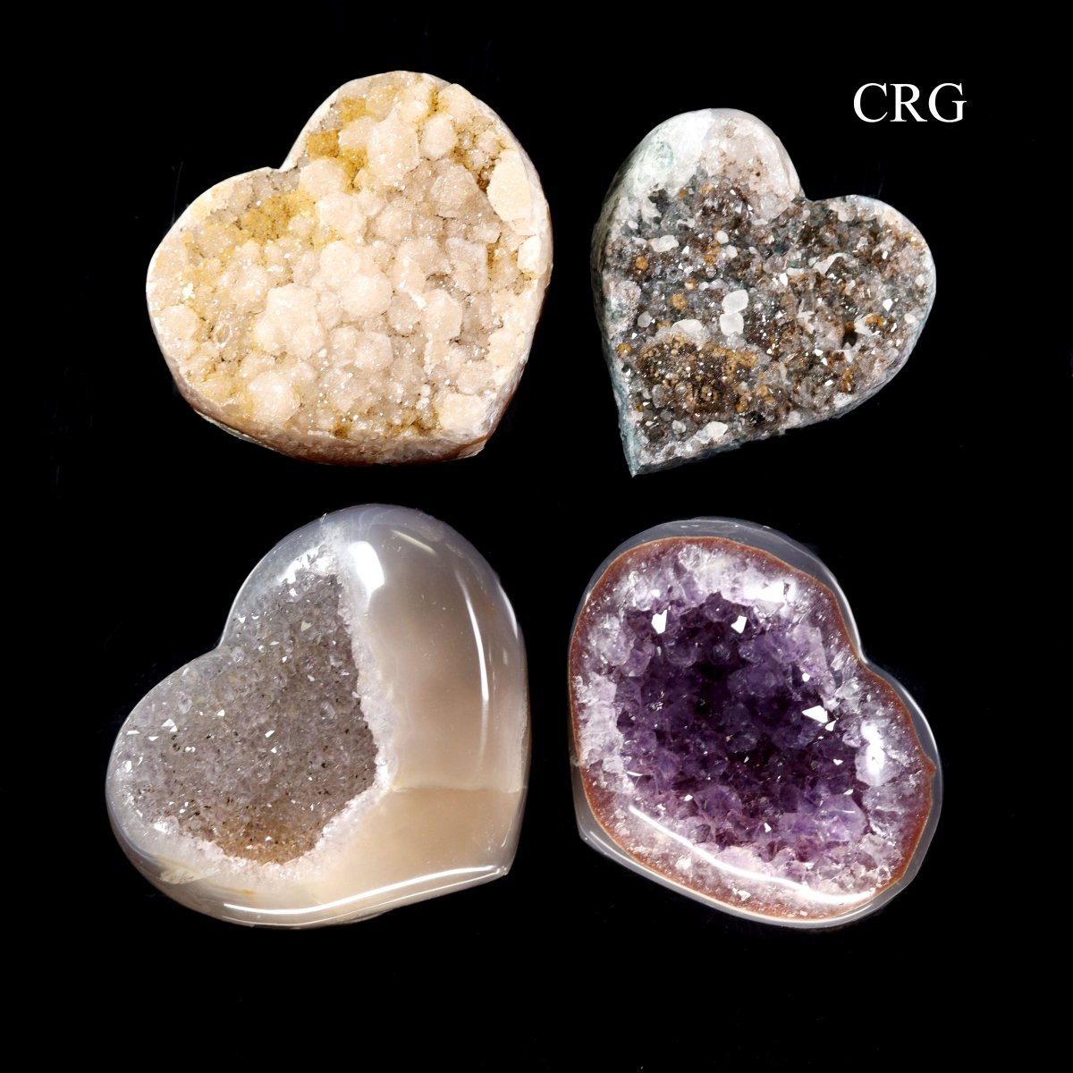 2 KILO LOT - Amethyst Druzy Heart Polished Edges / 500-750g Avg