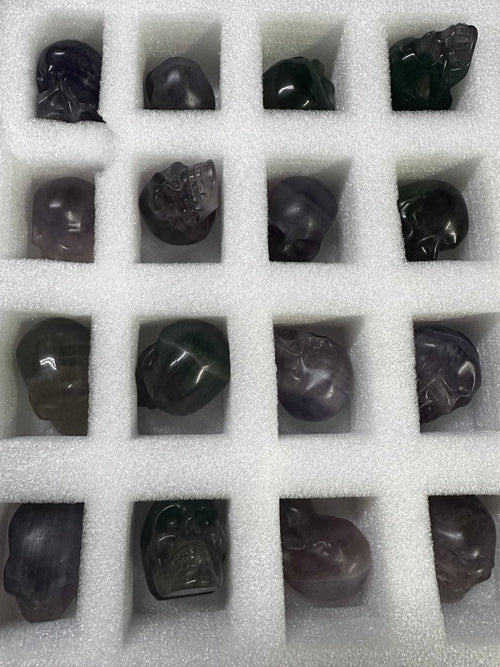 2 Pieces - Rainbow Fluorite Skulls