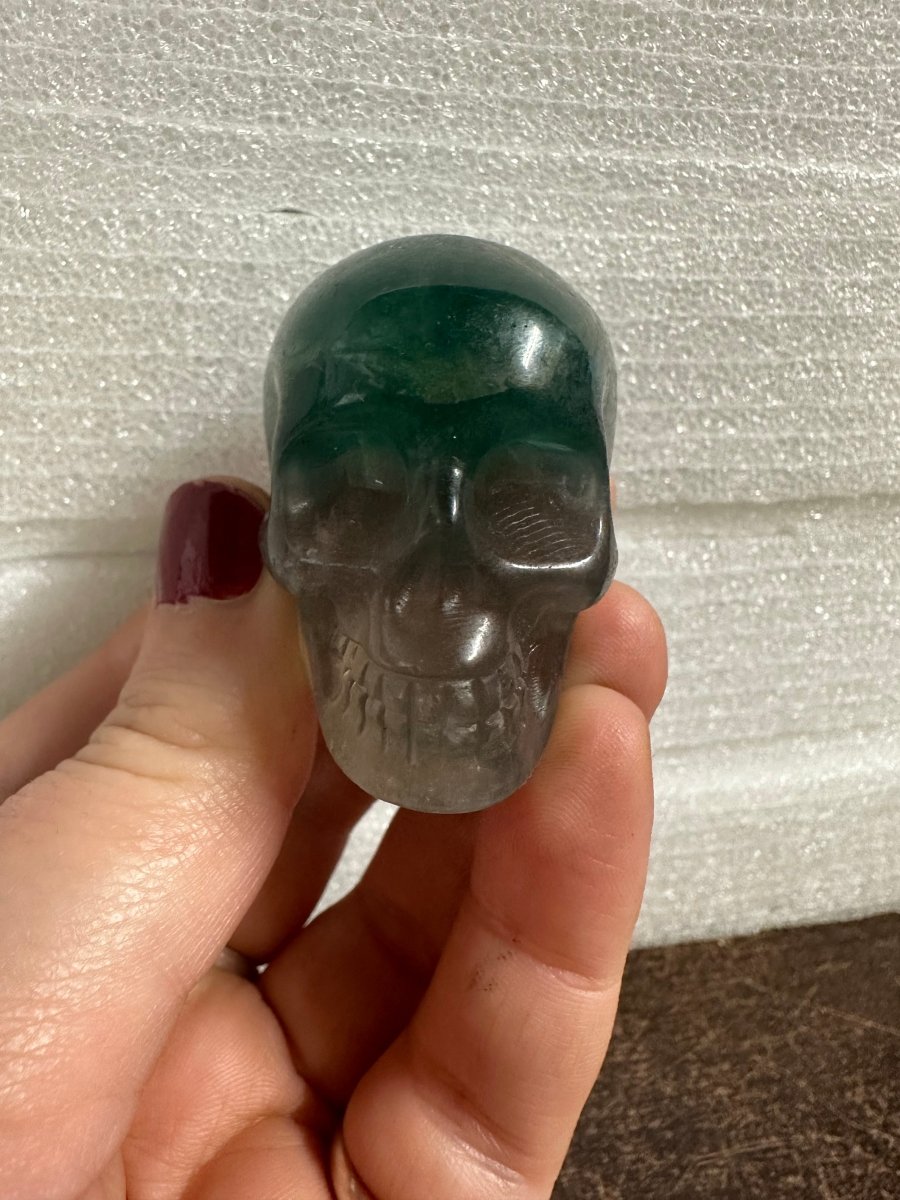 2 Pieces - Rainbow Fluorite Skulls