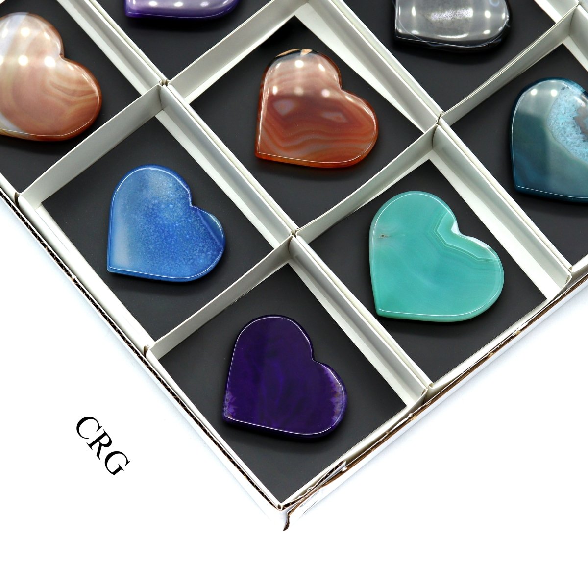 12 Piece Flat - Polished Agate Slice Heart Phone Grip