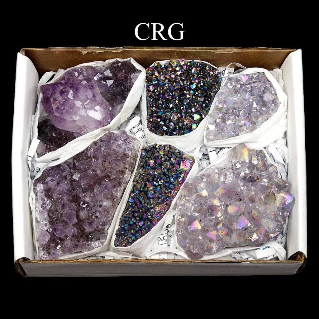 Assorted Amethyst Druzy Small Flat / Natural, Aura and Titanium (2.0" - 3.0") AVG