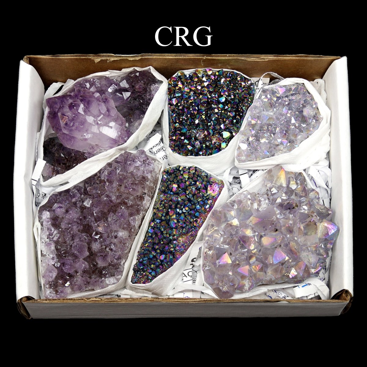 Assorted Amethyst Druzy Small Flat / Natural, Aura and Titanium (2.0" - 3.0") AVG