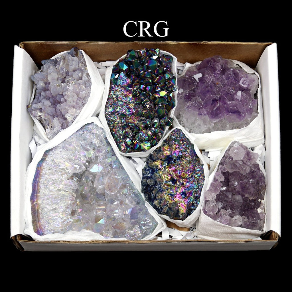 Assorted Amethyst Druzy Small Flat / Natural, Aura and Titanium (2.0" - 3.0") AVG