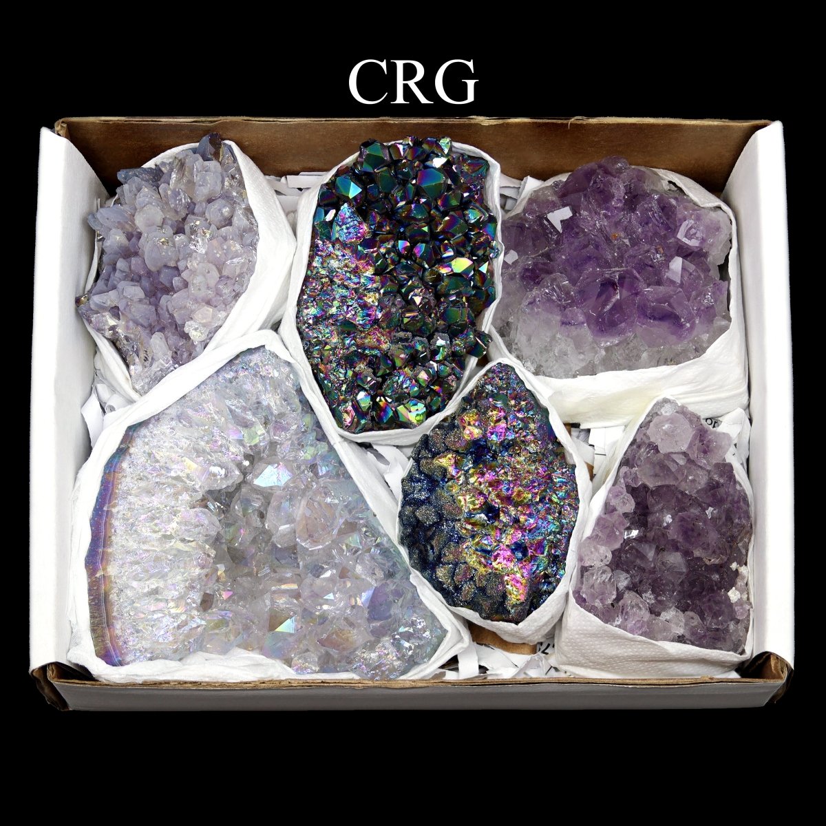 Assorted Amethyst Druzy Small Flat / Natural, Aura and Titanium (2.0" - 3.0") AVG