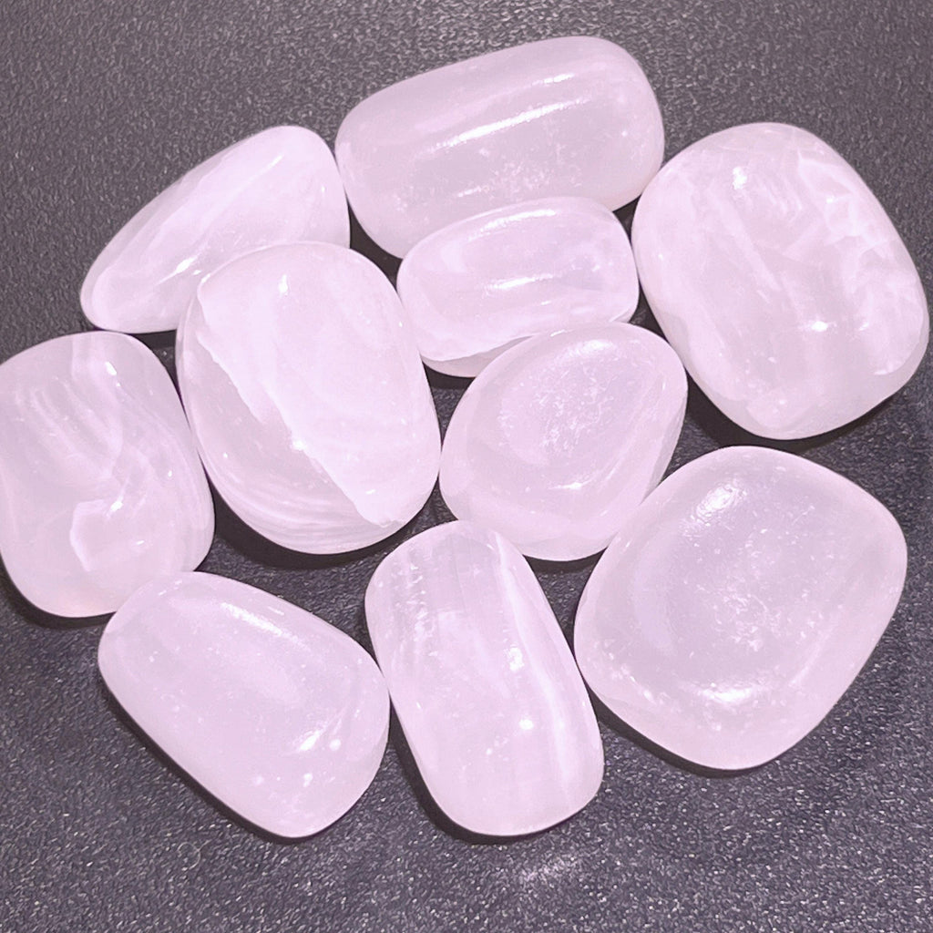 Pink Mangano Calcite Tumbled Stones (UV Reactive)(By The Piece Or Pound)