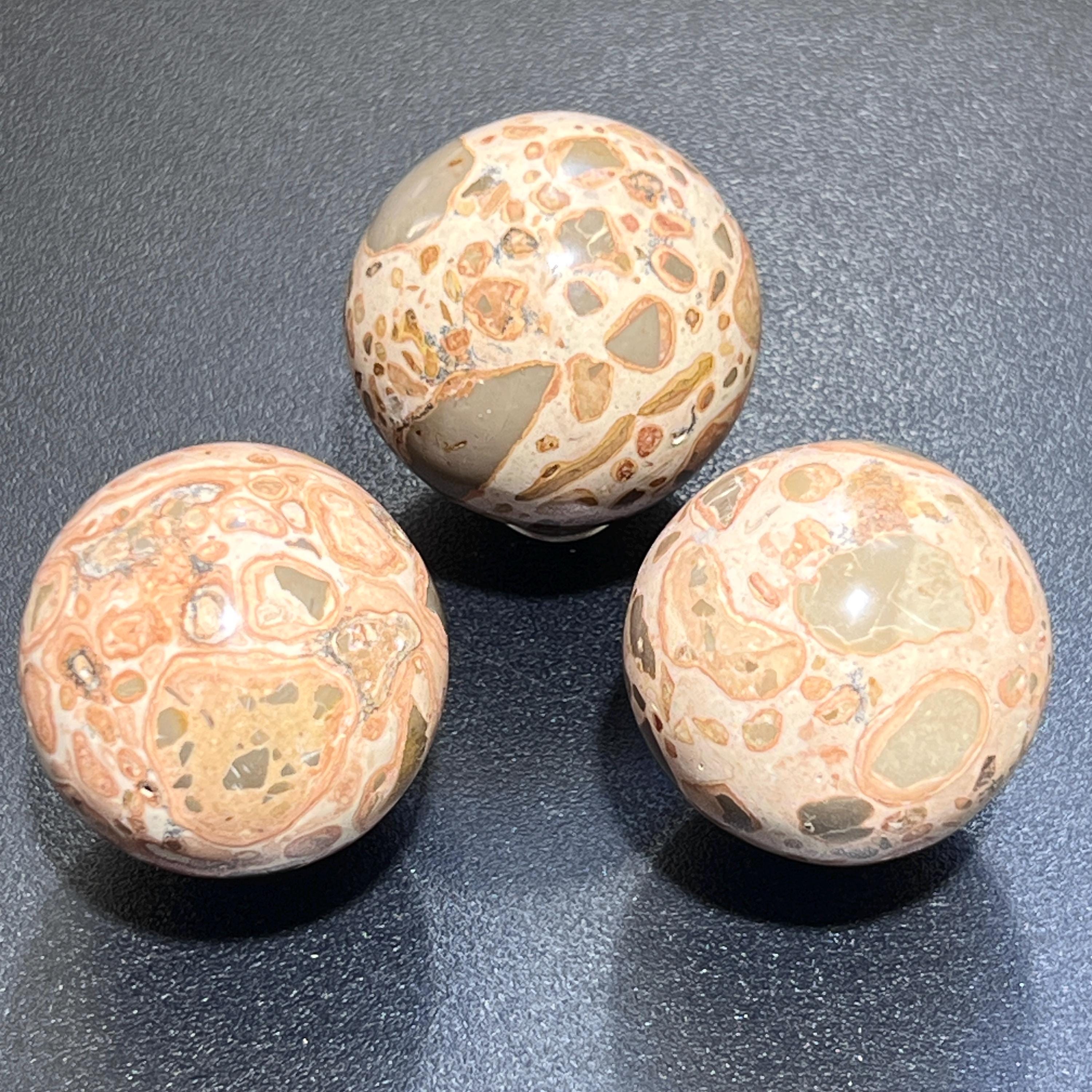 Leopardite Sphere Carving (1.5 Inch)(Leopard Skin Jasper)