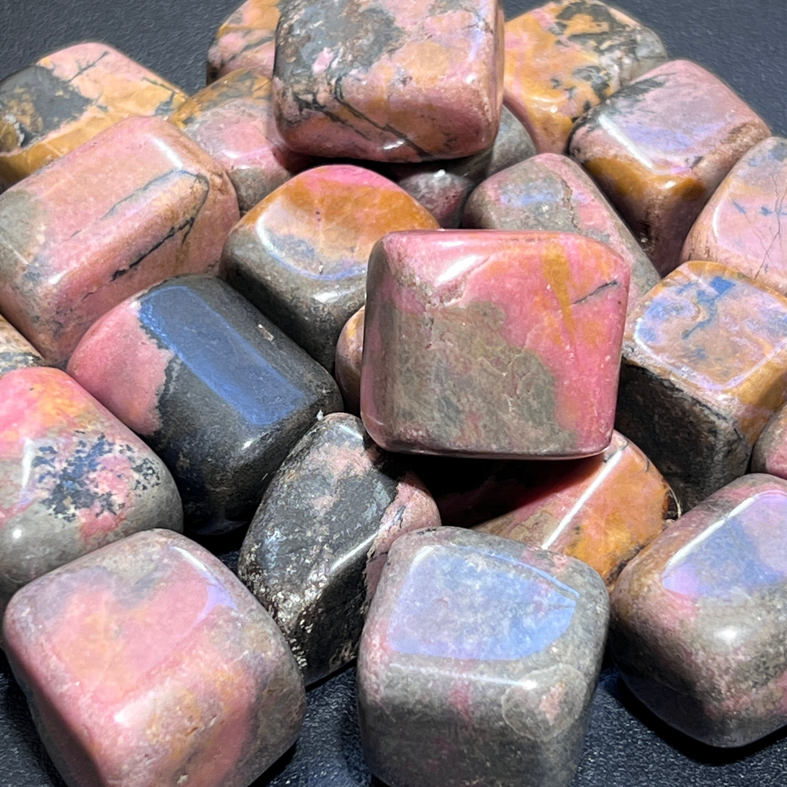 Pink Rhodonite Tumbled Stones (By The Piece or Pound)