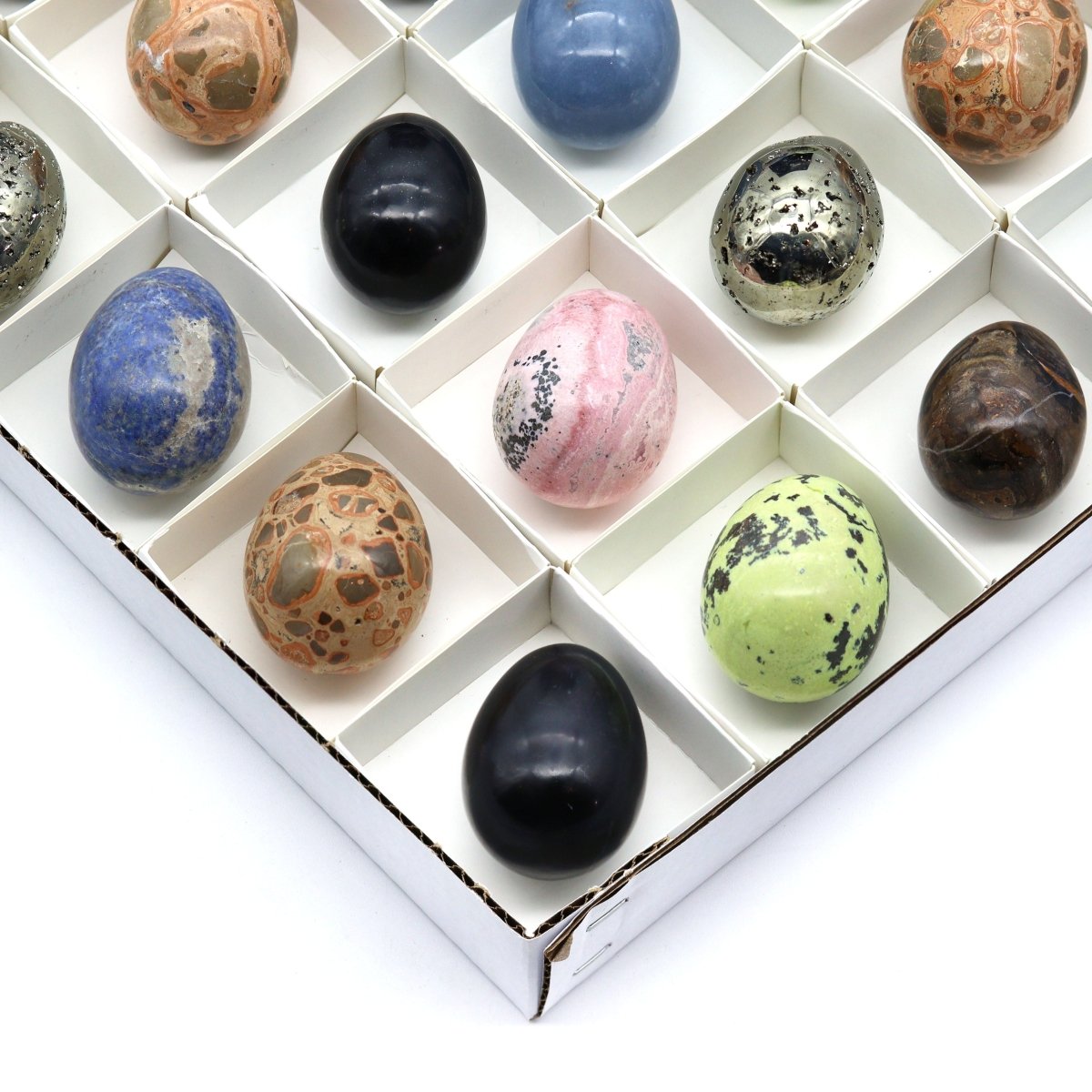 24 Piece Flat - Assorted Gemstone Eggs from Peru