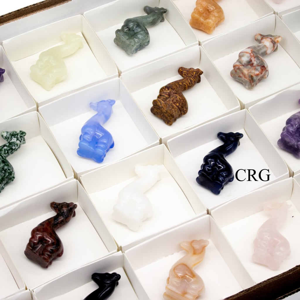 24 Piece Flat - Assorted Gemstone Giraffes / 2" Avg