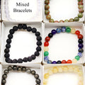 Assorted Gemstone Round Bead Stretch Bracelets (8 mm) (24 Piece Flat)