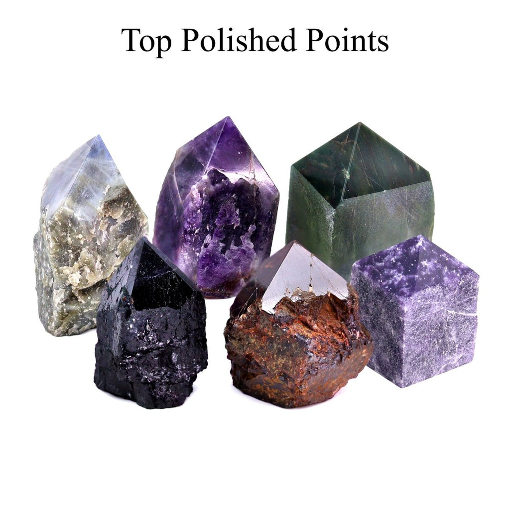 24 Piece Flat - Assorted Gemstone Top Polished Points from India