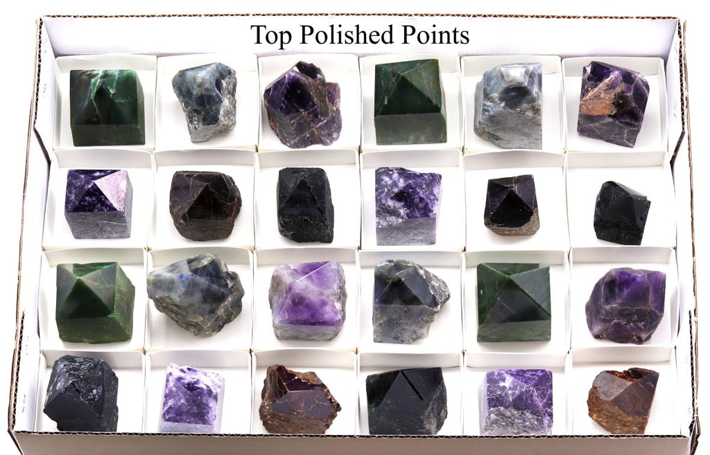 24 Piece Flat - Assorted Gemstone Top Polished Points from India