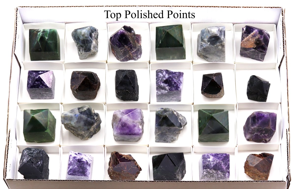 24 Piece Flat - Assorted Gemstone Top Polished Points from India