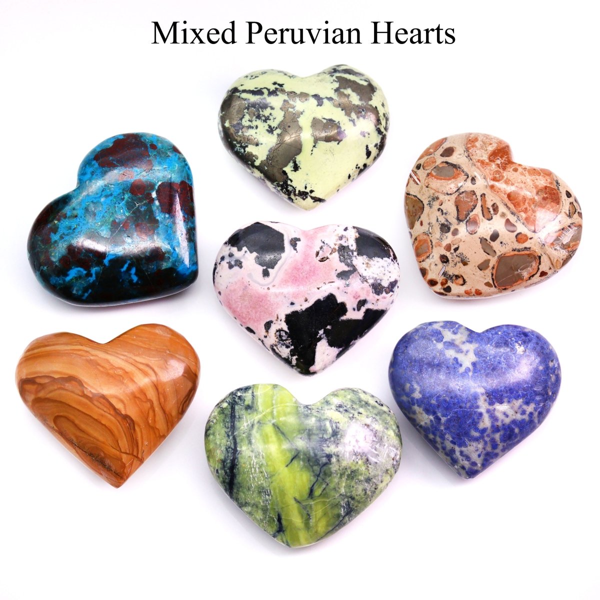 24 Piece Flat - Assorted Peruvian Gemstone Hearts