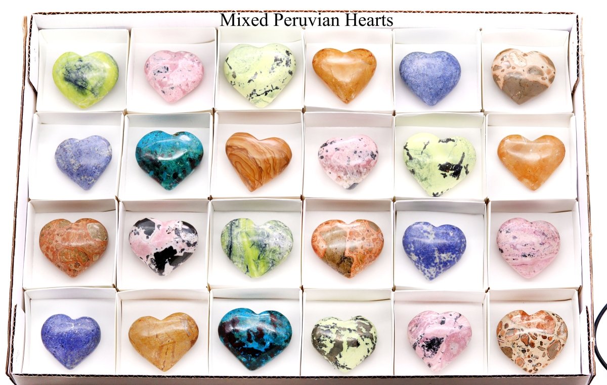 24 Piece Flat - Assorted Peruvian Gemstone Hearts