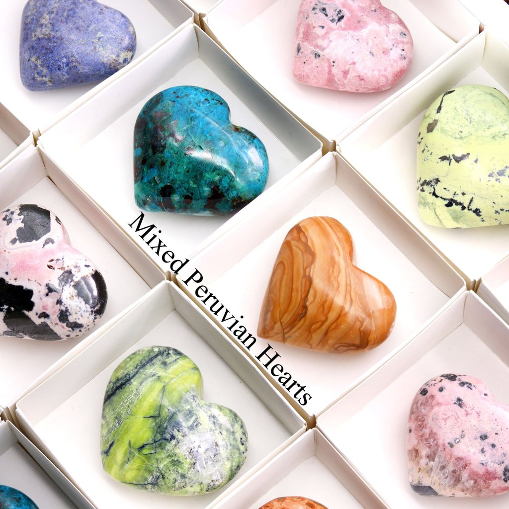 24 Piece Flat - Assorted Peruvian Gemstone Hearts