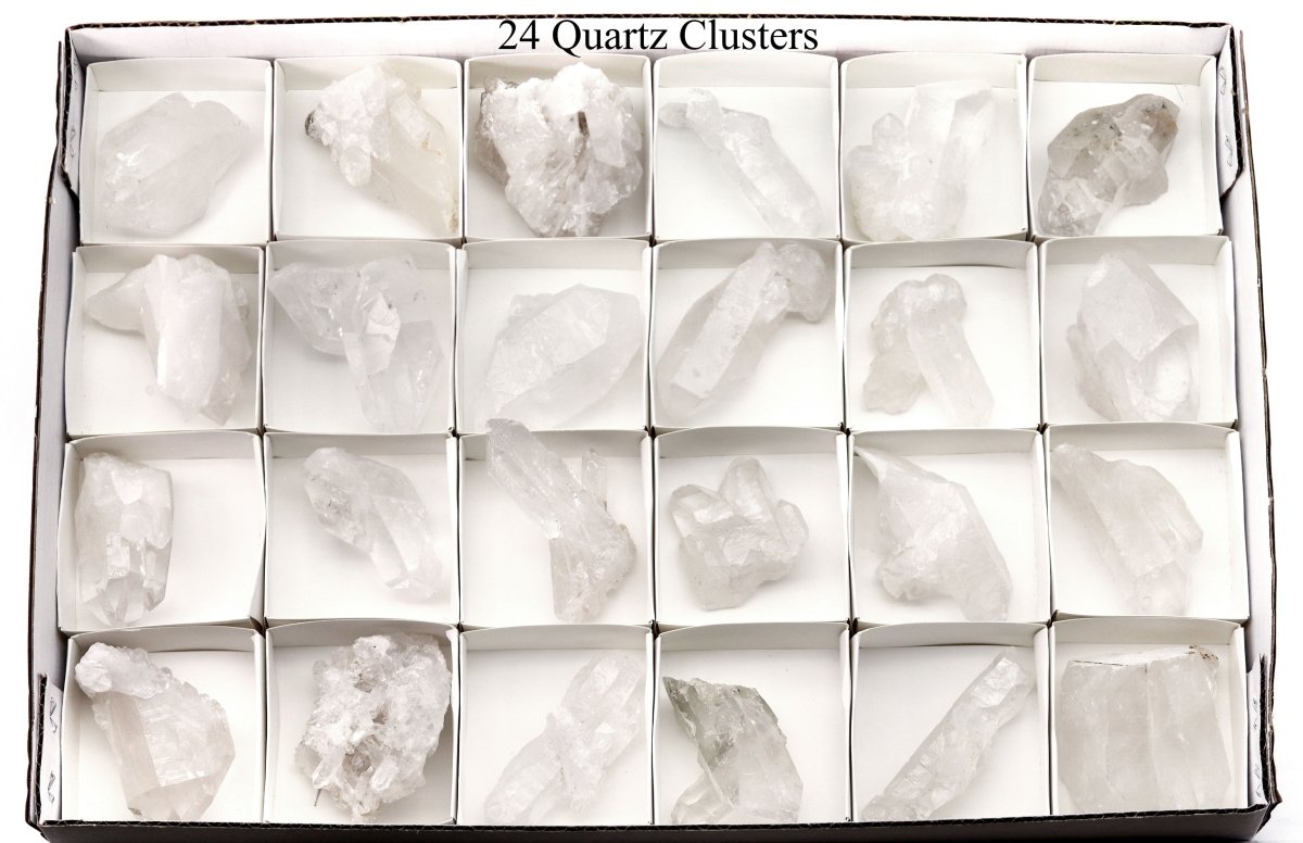 24 Piece Flat - Crystal Quartz Clusters from Brazil