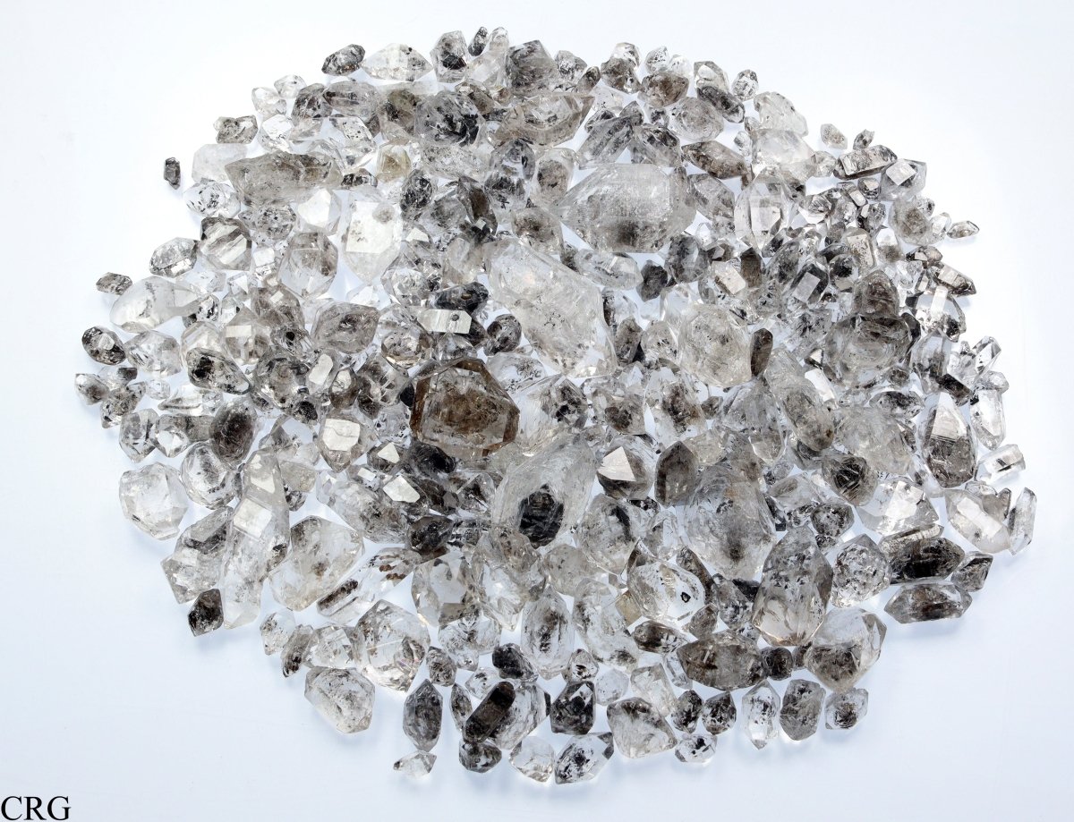 25 GRAM LOT -  Carbon Quartz Double Terminated Crystals / 5-35mm Avg