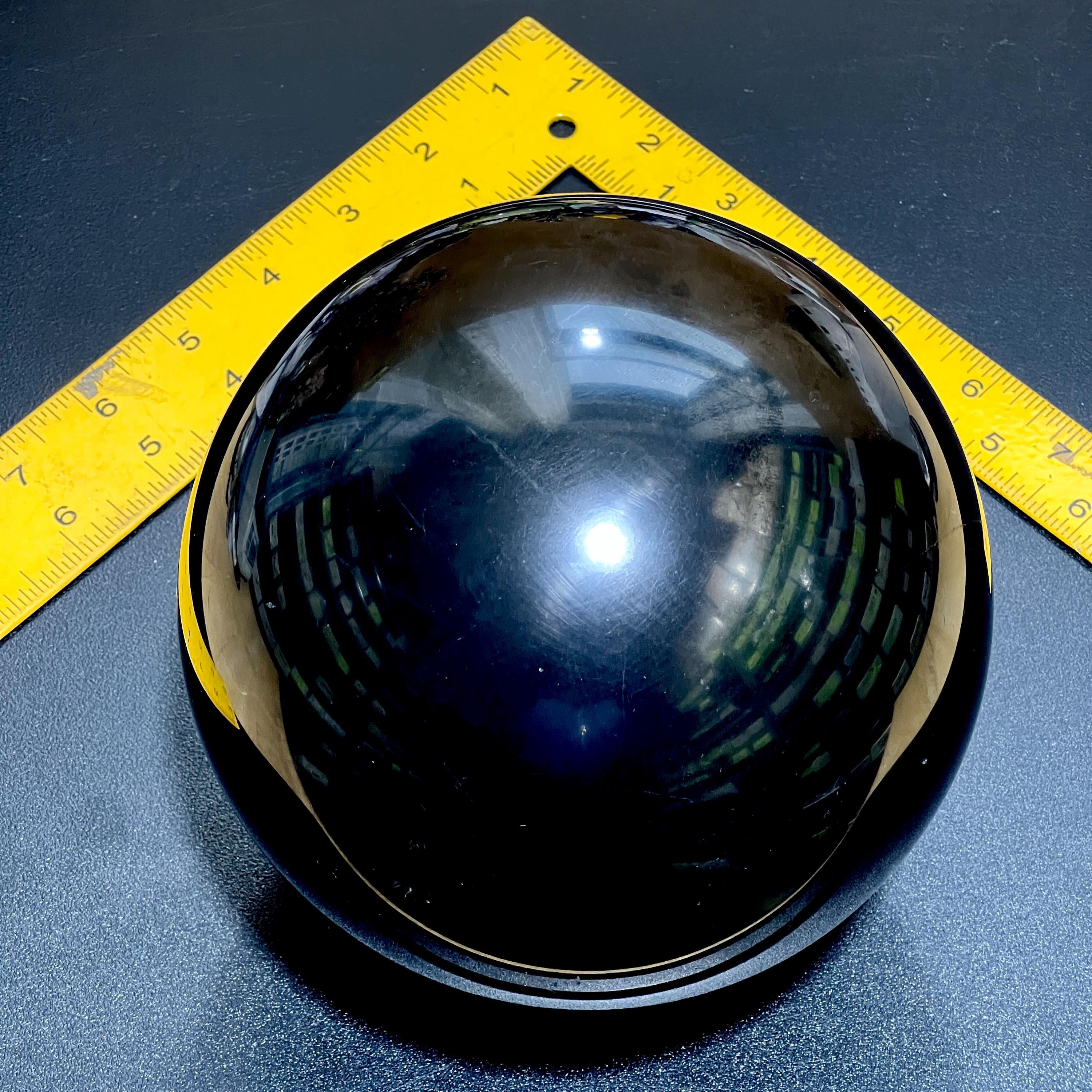 Extra Large Karelian Type-2 Black Shungite Sphere (6 Inch Diameter, 9 LBs) Polished Carving
