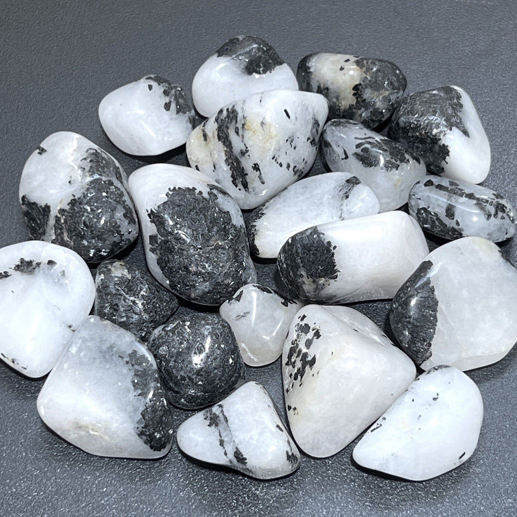 White Quartz Crystal and Tourmaline Tumbled Stones (By The Piece Or Pound)