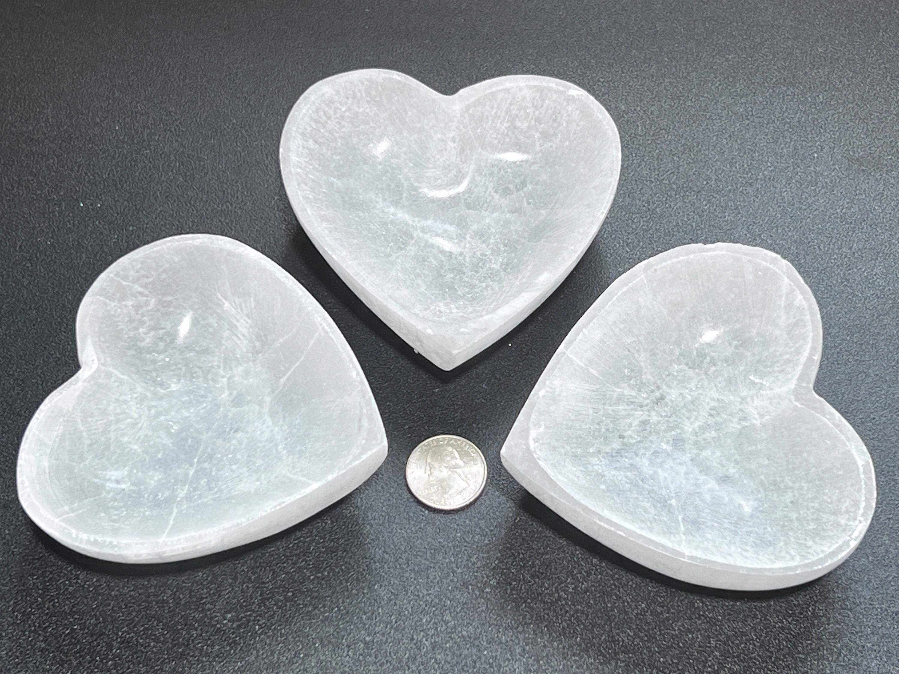 Selenite Satin Spar Crystal Heart Bowl Carving