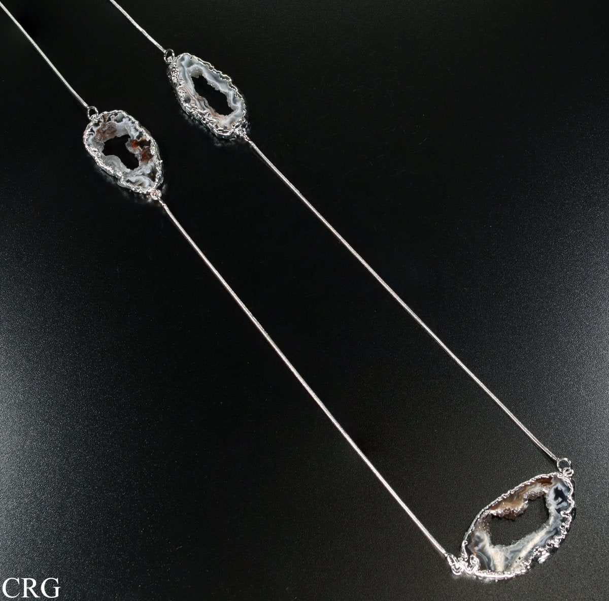 Oco Geode Triple Slice Necklace with Silver Plating (32 Inches) (1 Piece)
