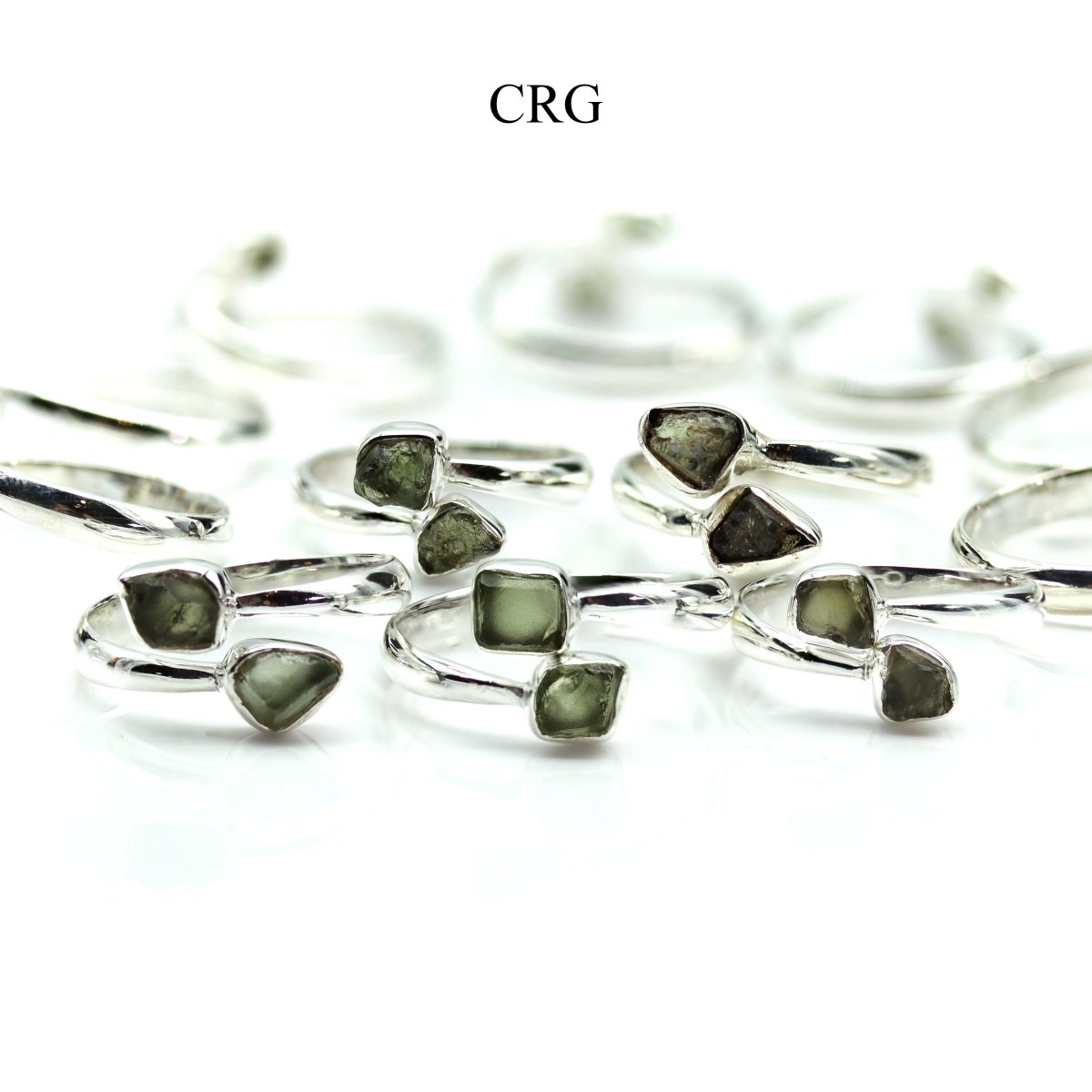 30 GRAM LOT - Moldavite 925 Sterling Silver Rings / ADJUSTABLE