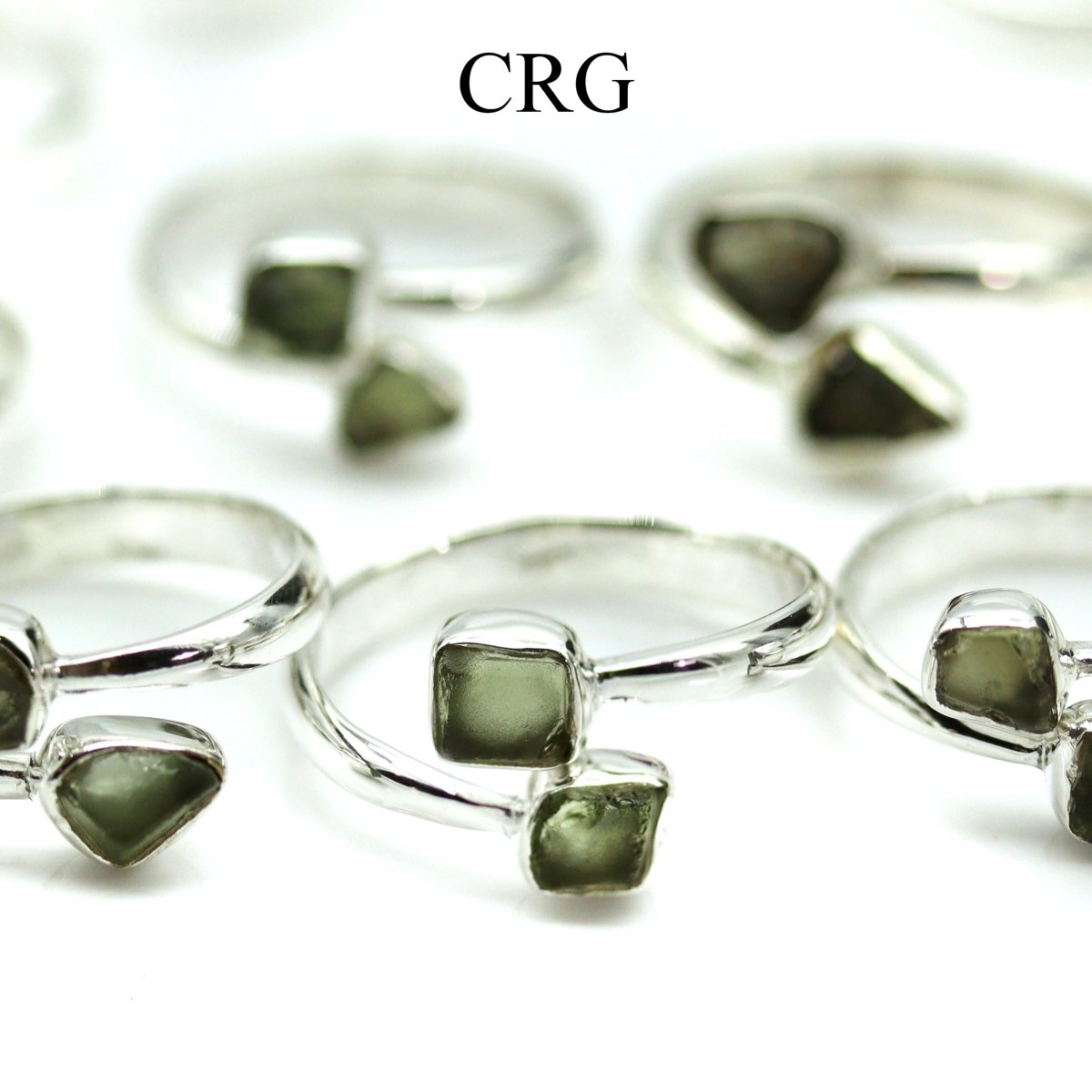 30 GRAM LOT - Moldavite 925 Sterling Silver Rings / ADJUSTABLE