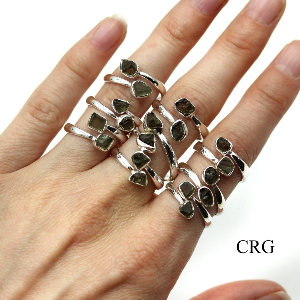 30 GRAM LOT - Moldavite 925 Sterling Silver Rings / ADJUSTABLE