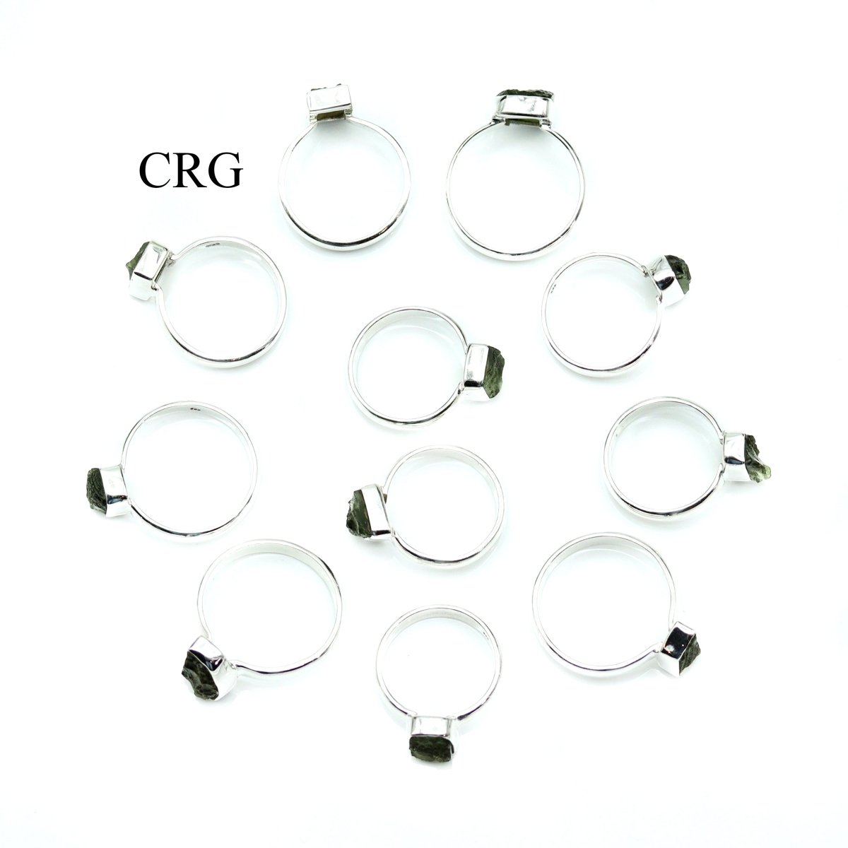 30 GRAM LOT - Moldavite 925 Sterling Silver Rings / MIXED SIZES