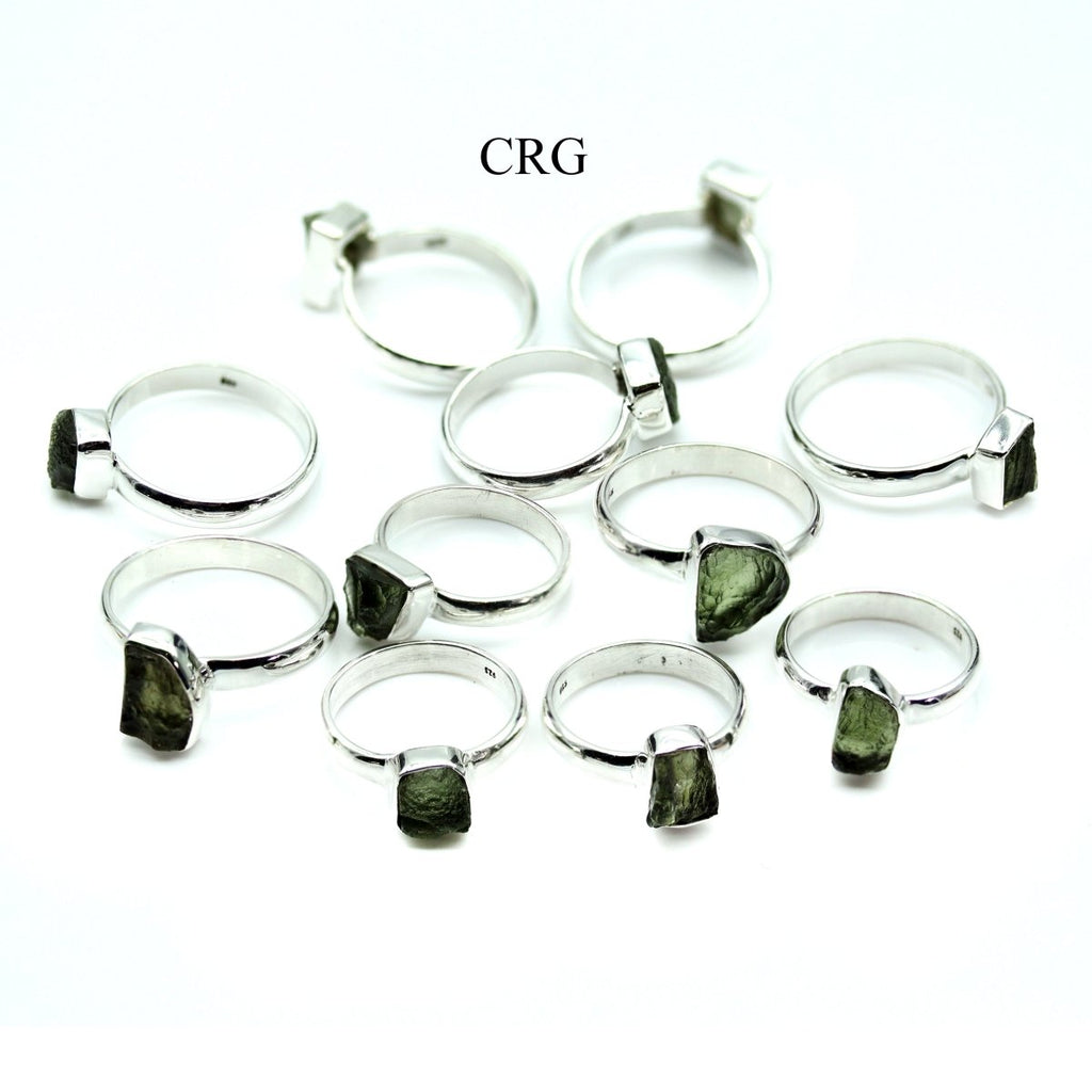 30 GRAM LOT - Moldavite 925 Sterling Silver Rings / MIXED SIZES