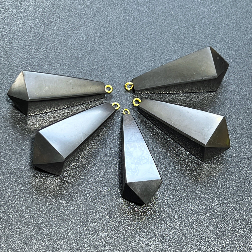 Black Shungite Pendulum Crystal Point Pendant
