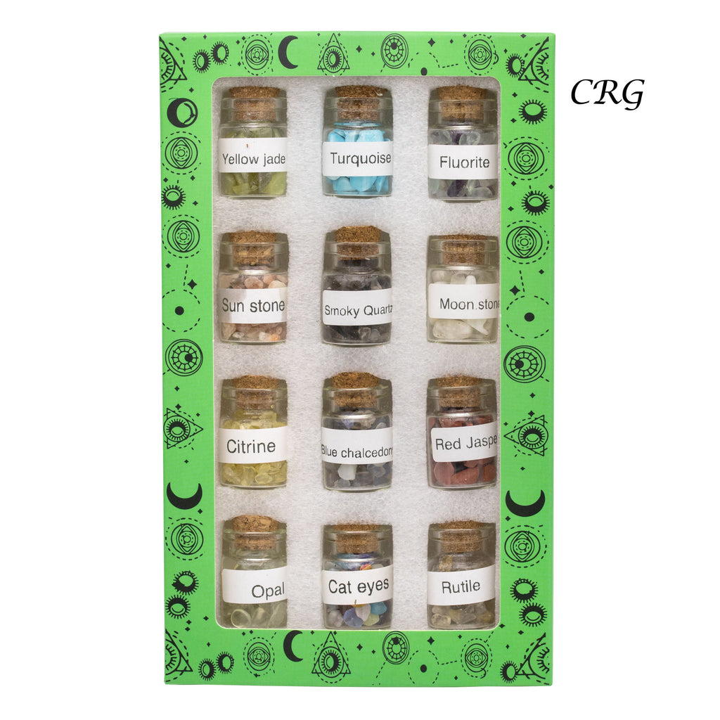 Gemstone Chips in Small Bottle (24 Pieces)(2 Sets Of 12) Assorted Crystal Confetti
