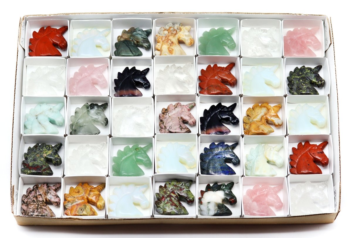35 PC FLAT - Assorted Gemstone Unicorns / WHOLESALE FLAT