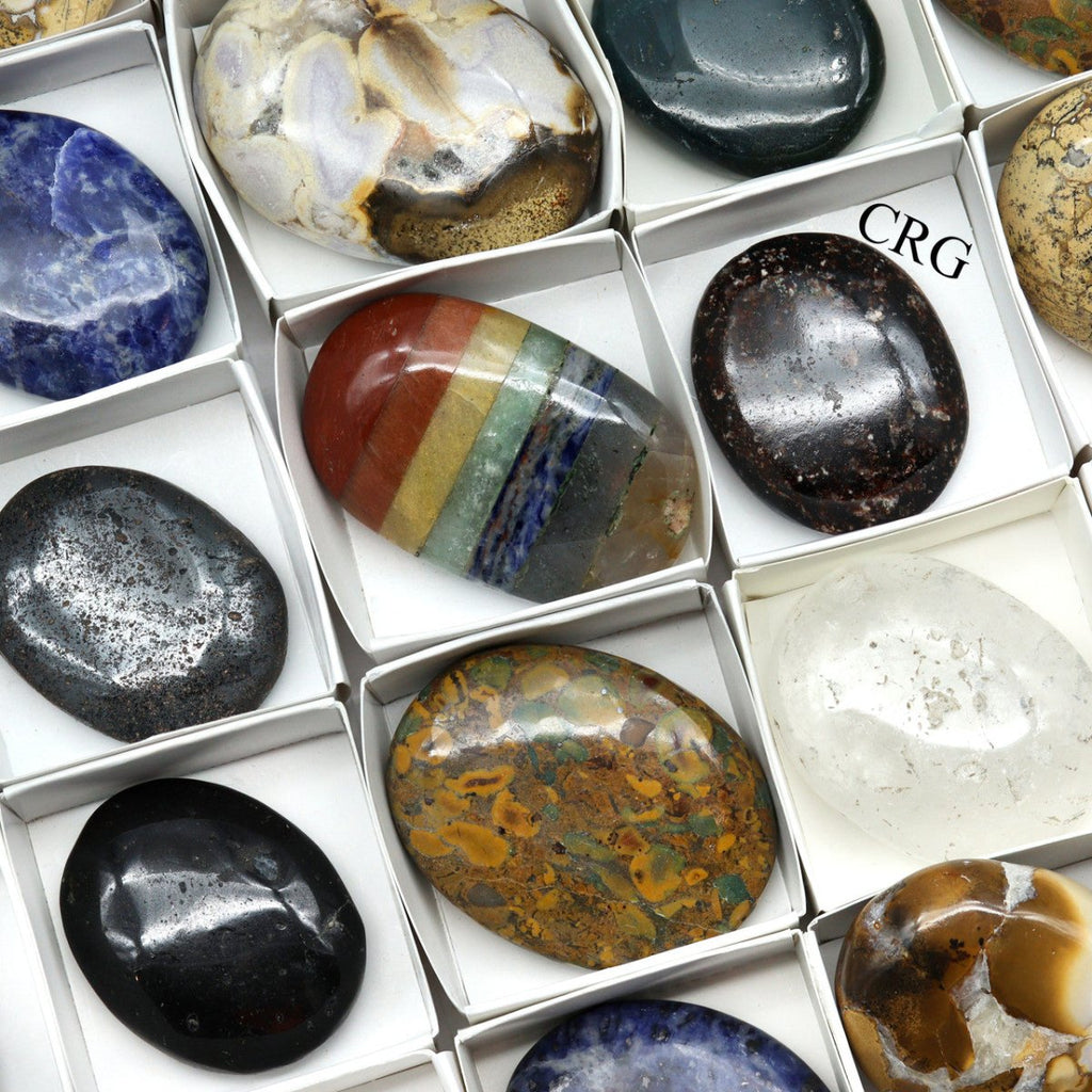 35 Piece Flat - Assorted Gemstone Palm Stones
