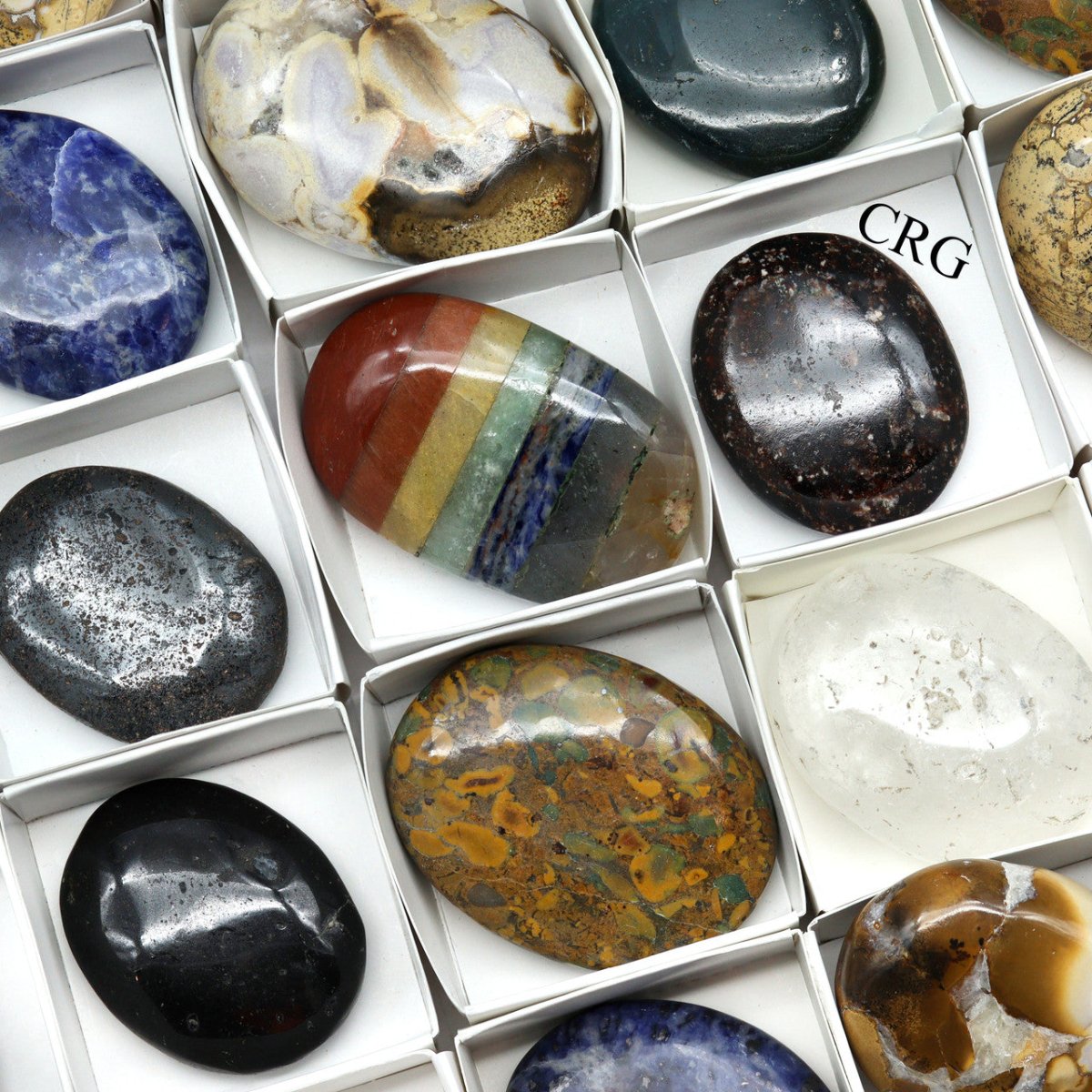35 Piece Flat - Assorted Gemstone Palm Stones