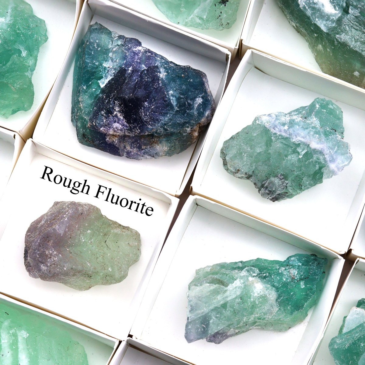 35 Piece Flat - Assorted Rough Fluorite / 1.5"-2.5"