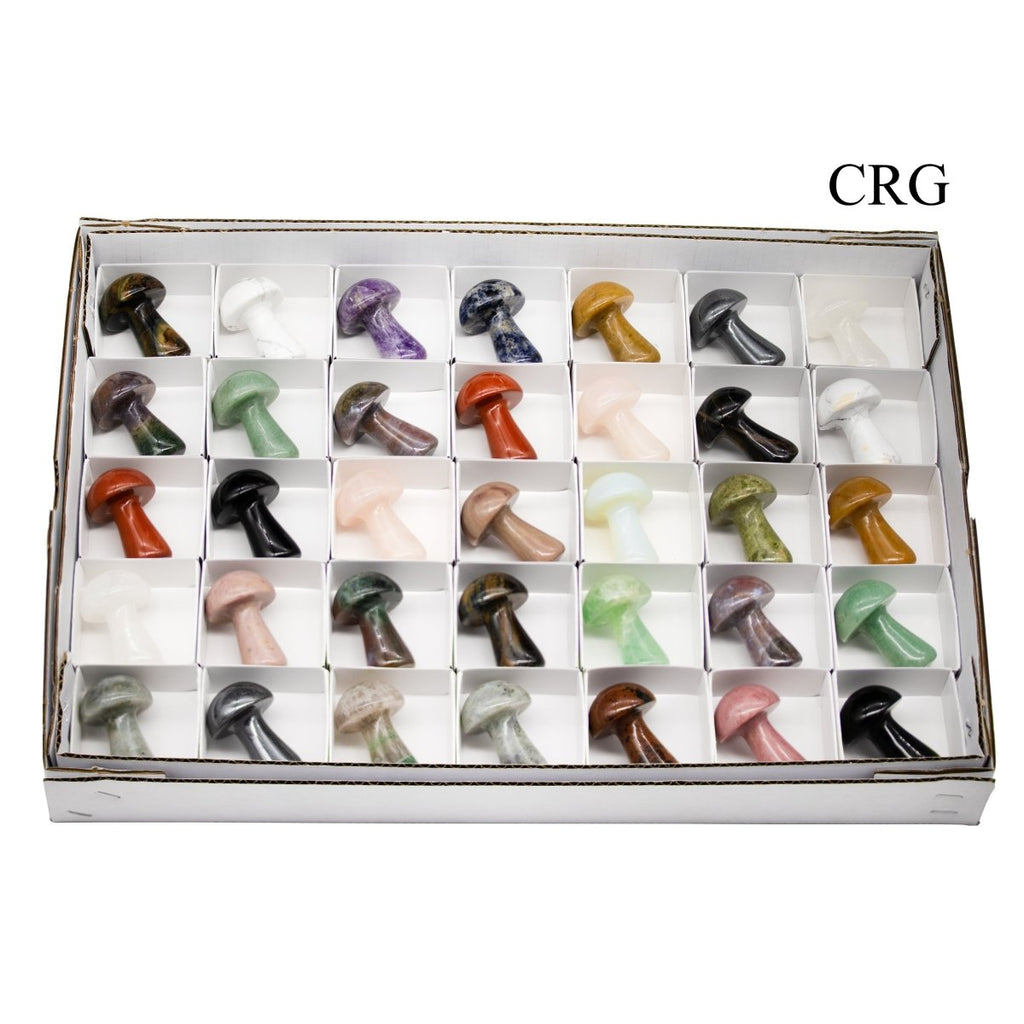 35 Piece Flat - Mixed Crystal Mushrooms / 5cm Avg
