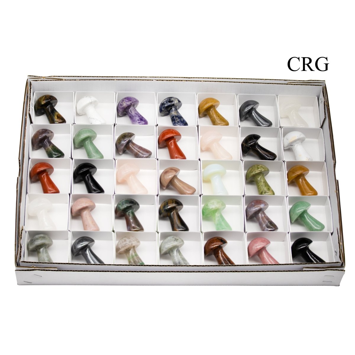 35 Piece Flat - Mixed Crystal Mushrooms / 5cm Avg