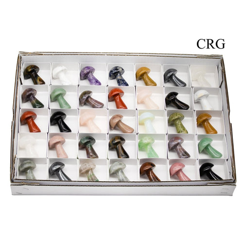 35 Piece Flat - Mixed Crystal Mushrooms / 5cm Avg