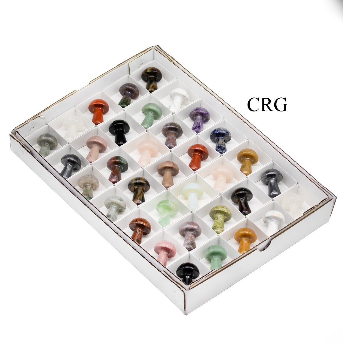 35 Piece Flat - Mixed Crystal Mushrooms / 5cm Avg